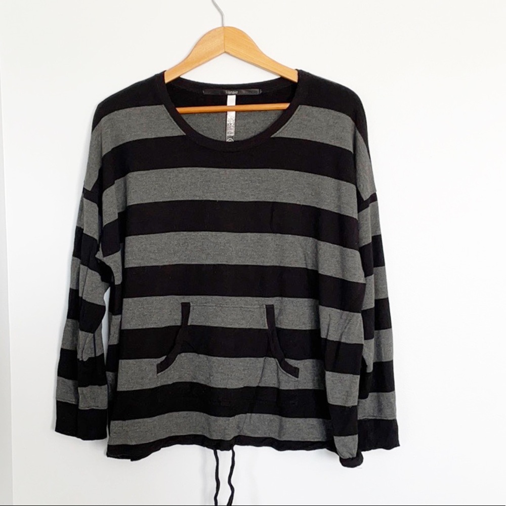 Kensie Long Sleeve Black and Gray Pullover